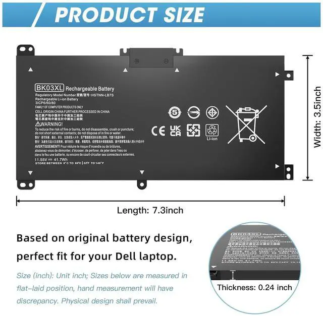 Alt view image 2 of 5 - BK03XL Battery for HP Pavilion X360 14-BA 14M-BA Series 14-BA253CL 14M-BA114DX 14M-BA011DX 14-BA1XX 14-BA2XX 14-BA153CL 14-BA125CL 14M-BA013DX 14-BA175NR 14M-BA1XX 14M-BA0XX 916811-855 HSTNN-LB7S UB7G