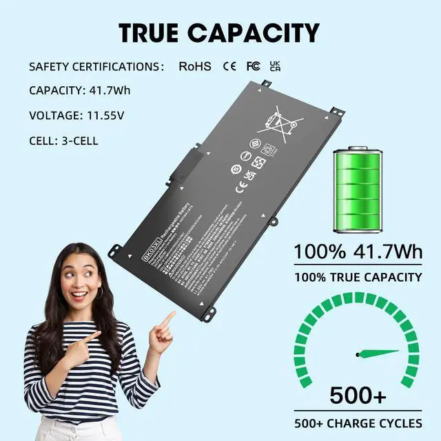 Alt view image 4 of 5 - BK03XL Battery for HP Pavilion X360 14-BA 14M-BA Series 14-BA253CL 14M-BA114DX 14M-BA011DX 14-BA1XX 14-BA2XX 14-BA153CL 14-BA125CL 14M-BA013DX 14-BA175NR 14M-BA1XX 14M-BA0XX 916811-855 HSTNN-LB7S UB7G