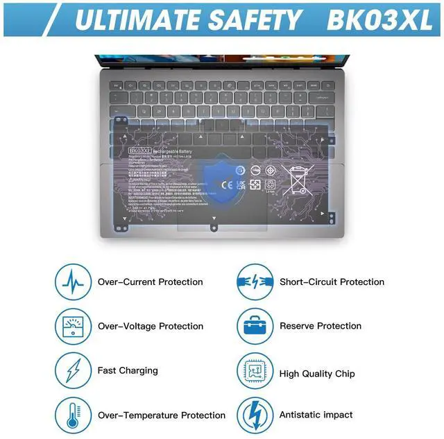 Alt view image 5 of 5 - BK03XL Battery for HP Pavilion X360 14-BA 14M-BA Series 14-BA253CL 14M-BA114DX 14M-BA011DX 14-BA1XX 14-BA2XX 14-BA153CL 14-BA125CL 14M-BA013DX 14-BA175NR 14M-BA1XX 14M-BA0XX 916811-855 HSTNN-LB7S UB7G