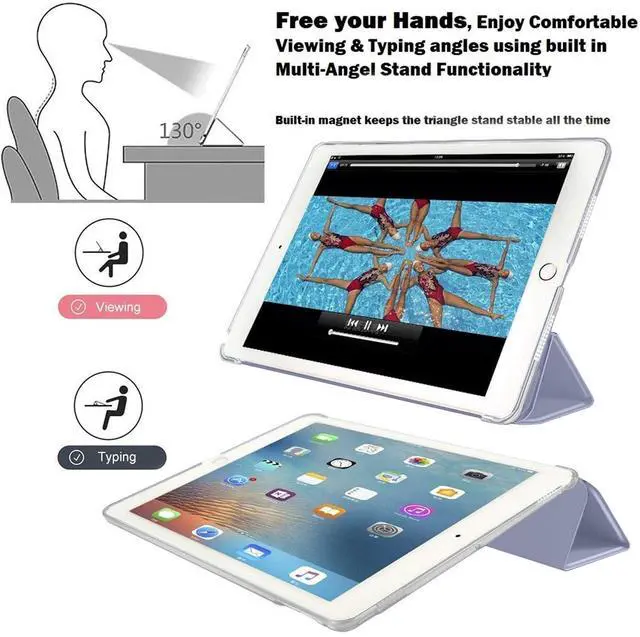 Alt view image 5 of 5 - DuraSafe Cases for iPad 9.7 Inch 2014 Air 2 Generation [ Air 2nd ] MH2V2LL/A MH2W2LL/A MH2U2LL/A MGLW2LL/A MGL12LL/A MH0W2LL/A Slim Lightweight Protective PC Dual Angle Stand Cover - Gray