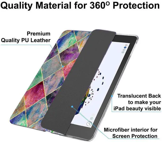 Alt view image 5 of 5 - DuraSafe Cases iPad PRO 12.9 Inch 2015 1st Gen [ Pro 12.9 1 ] ML3Q2LL/A ML3N2LL/A ML3K2LL/A ML0H2LL/A ML0G2LL/A Printed Slim Protective PC Dual Angle Stand Clear Flip Back Cover - Diamond Grid