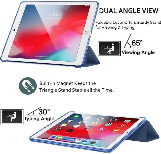 Alt view image 4 of 5 - DuraSafe Cases for iPad PRO 11 Inch 2018 1 Gen [ PRO 11 1st ] A1980 A1934 MTXN2LL/A MTXP2LL/A MTXR2LL/A MTXQ2LL/A MTXT2LL/A MTXU2LL/AiPad Cover with Translucent Frosted Hard Back - Navy Blue