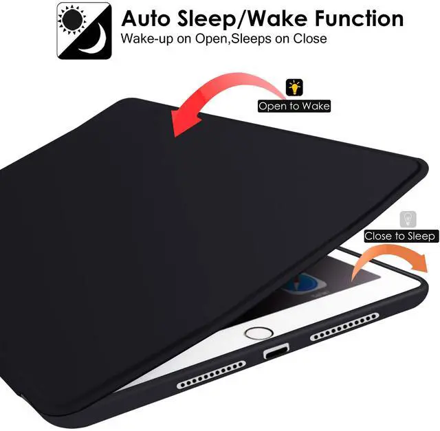 Alt view image 3 of 5 - DuraSafe Cases for iPad 9.7 Inch 5 Gen 2017 6 Gen 2018 [iPad 5th 6th ] A1893 A1822 A1954 MRJN2LL/A MR7G2LL/A MR7F2LL/A MP2F2LL/A with Soft Silicone Back and Flip Stand Cover - Black