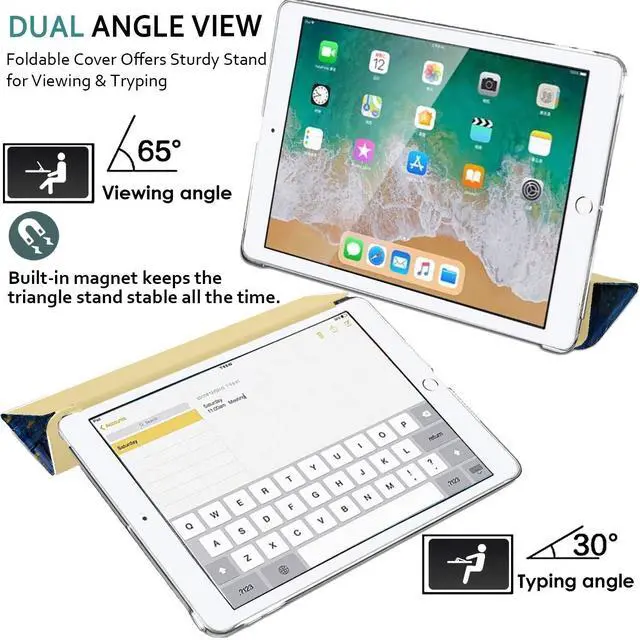 Alt view image 4 of 5 - DuraSafe Cases for iPad 9.7 Air 2nd Generation [ Air 2 2014 ] A1566 A1567 MH2V2LL/A MH2W2LL/A MH2U2LL/A MGLW2LL/A MGL12LL/A MH0W2LL/A Trifold Printed PC Lightweight Clear Back Cover - Starry Night