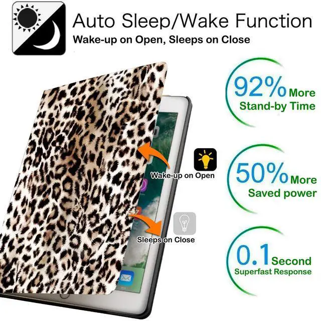 Alt view image 3 of 5 - DuraSafe Cases for iPad PRO 10.5 Air 3 [ PRO 10.5 Inch Air 3rd Gen ] A1701 A1709 A1852 A2152 A2123 A2153 A2154 Printed Folio Magnetic Smart Protective Sleek & Classic Design Cover - Leopard