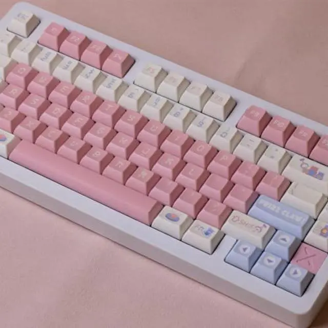 Alt view image 2 of 5 - 142 Keys Doll Machine Theme Keycap KCA Profile PBT DYE Subbed Pink Cute Key Caps for Outemu Cherry Mx Switches Mechanical Keyboard