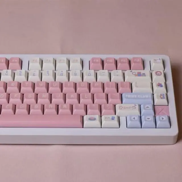 Alt view image 5 of 5 - 142 Keys Doll Machine Theme Keycap KCA Profile PBT DYE Subbed Pink Cute Key Caps for Outemu Cherry Mx Switches Mechanical Keyboard