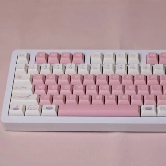 Alt view image 4 of 5 - 142 Keys Doll Machine Theme Keycap KCA Profile PBT DYE Subbed Pink Cute Key Caps for Outemu Cherry Mx Switches Mechanical Keyboard