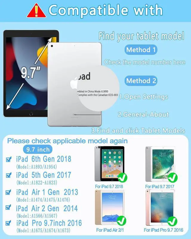 Alt view image 2 of 5 - EAMPANG Case with Keyboard for iPad 6th/5th Generation Air 1 2 Pro 9.7inch,7 Color Rainbow Backlight Detachable USB-C Keyboard Magnetic Case with Pen Slot for iPad 2018 2017 Black