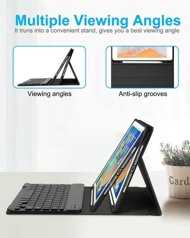 Alt view image 4 of 5 - EAMPANG Case with Keyboard for iPad 6th/5th Generation Air 1 2 Pro 9.7inch,7 Color Rainbow Backlight Detachable USB-C Keyboard Magnetic Case with Pen Slot for iPad 2018 2017 Black