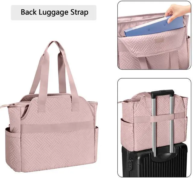 Alt view image 4 of 5 - Fasrom Laptop Tote Bag for Women, 15.6 Inch Work Purse with Multi Pockets, Stylish Professional Shoulder Bag for Office, Travel & Business Commute, Pink (Bag Only)