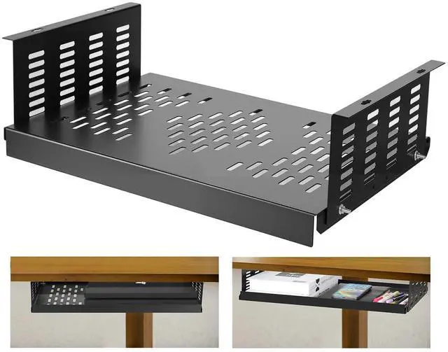 Main image of Freejia Adjustable Under Desk PC Mount for Small Form Factor SFF Computers and PCs, Product Using Space 17.3" x H 4" x D 12", Compatiblet with PlayStation 4, PS4 Slim, PS4 Pro for Under Desk Gaming