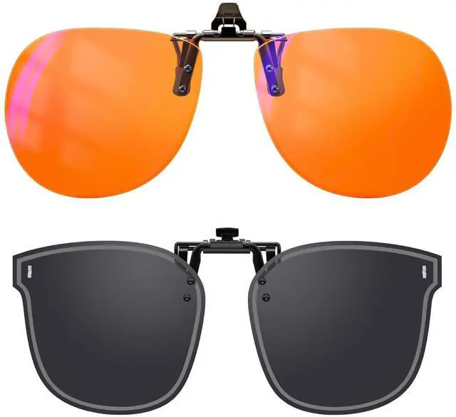 Main image of Goiteia Orange Blue Light Blocking Glasses Clip on and Polarized Flip up Clip on Sunglasses over Prescription Glasses