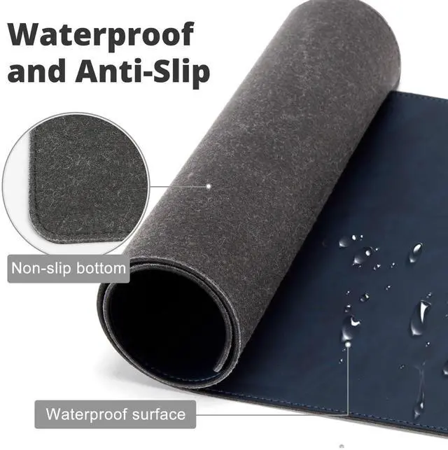 Alt view image 3 of 5 - Magnetic Wireless Charging Desk Mat, 31"x11.7" Mouse Pad with Ultra-Smooth Surface, Microfiber Leather Office Mouse Mat, Waterproof Extended Computer Keyboard Desk Mat for Office & Home, Laptop, Blue