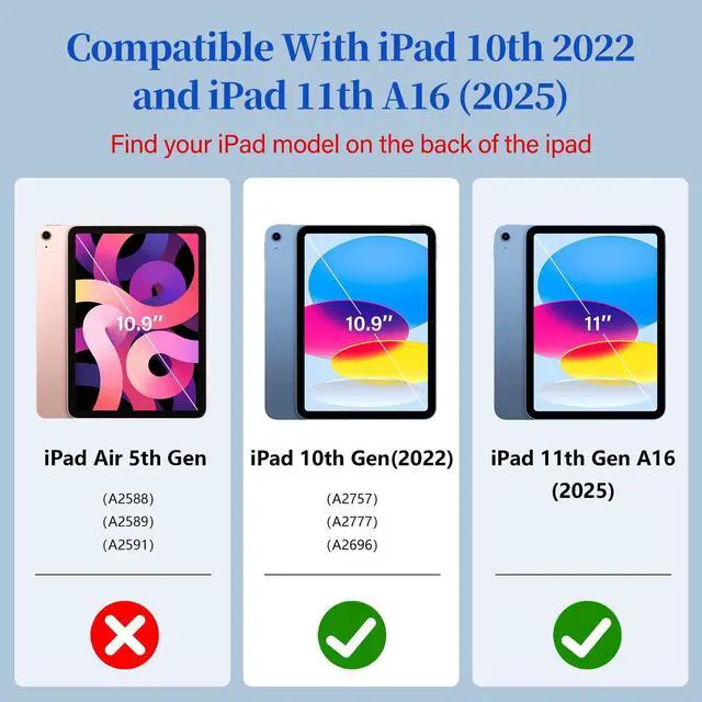 Alt view image 2 of 5 - HOGENL Case for iPad A16 11th Generation 11 Inch 2025 for Kids Girl with Pencil Holder, Cover for iPad 10th Generation 10.9 2022 Inch with Unicorn Kickstand & Strap, Heavy Duty Shockproof - Colourful