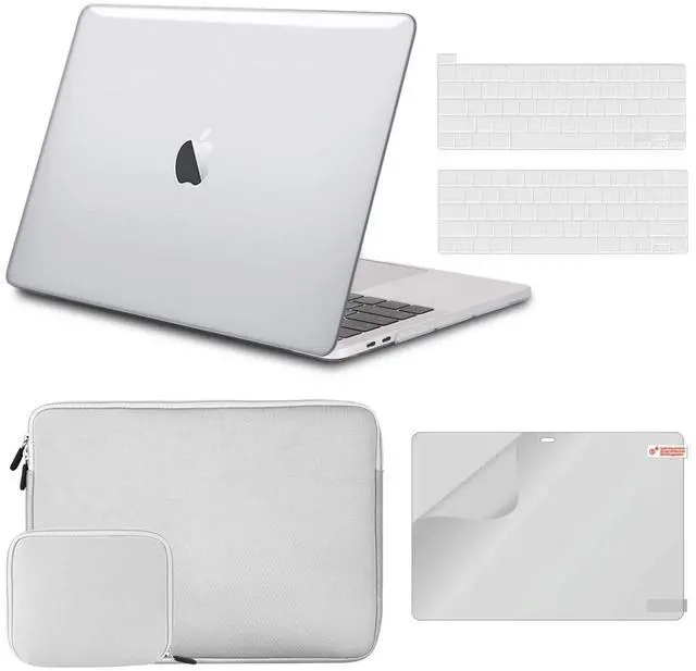 Main image of iCasso Compatible with MacBook Pro 13 inch Case A2338 M2/M1/A2289/A2251/A2159/A1989/A1706/A1708,Hard Shell Case,Sleeve,Screen Protector,Keyboard Cover for MacBook Pro 13'' with Small Bag - Clear