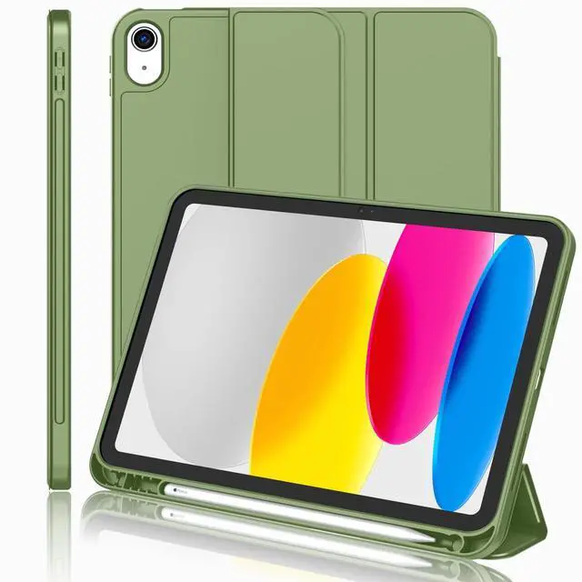 Main image of iMieet iPad (A16) Case 11th Gen/iPad 10th Generation Case [11-Inch 2025/10.9 Inch 2022] with Pencil Holder, Trifold Stand Smart Cover with Soft TPU Back,Auto Wake/Sleep(Olive Green)