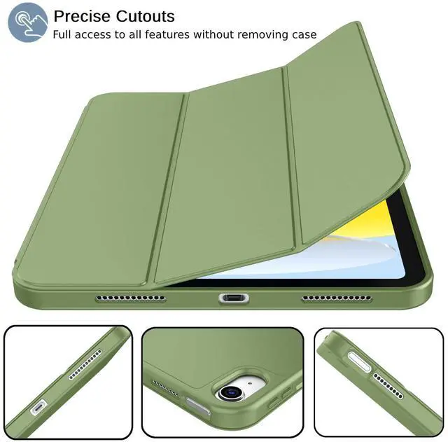 Alt view image 2 of 5 - iMieet iPad (A16) Case 11th Gen/iPad 10th Generation Case [11-Inch 2025/10.9 Inch 2022] with Pencil Holder, Trifold Stand Smart Cover with Soft TPU Back,Auto Wake/Sleep(Olive Green)