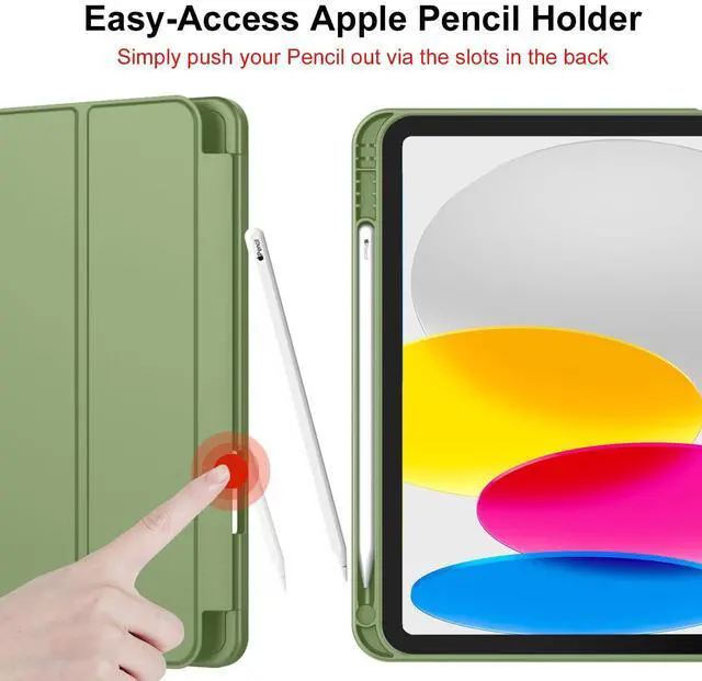 Alt view image 5 of 5 - iMieet iPad (A16) Case 11th Gen/iPad 10th Generation Case [11-Inch 2025/10.9 Inch 2022] with Pencil Holder, Trifold Stand Smart Cover with Soft TPU Back,Auto Wake/Sleep(Olive Green)