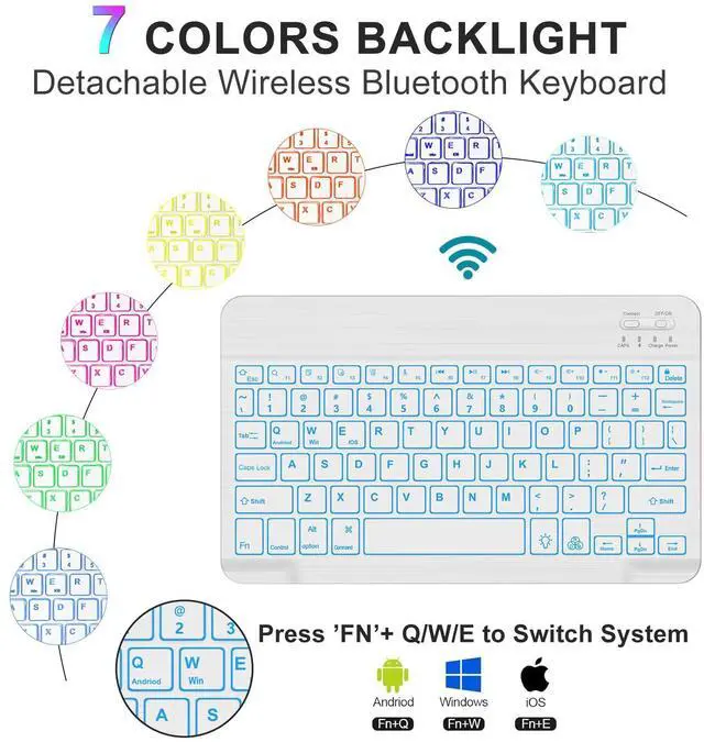 Alt view image 3 of 5 - IVEOPPE for iPad 11th 10th Generation Case with Keyboard, 7 Colors Backlit Wireless Detachable Bluetooth Keyboard for iPad 11-inch A16 2025 10th Gen 10.9 Inch 2022, Flip Stand Case,Blue