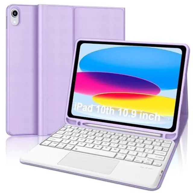 Main image of for iPad 11th Gen A16 11inch 2025 & 10th Gen 10.9 inch 2022 Case with Keyboard, Multi-Touch Trackpad, Detachable Wireless Bluetooth Keyboard, Thin & Light Folio Smart Cover Case, Rechargable, Purple