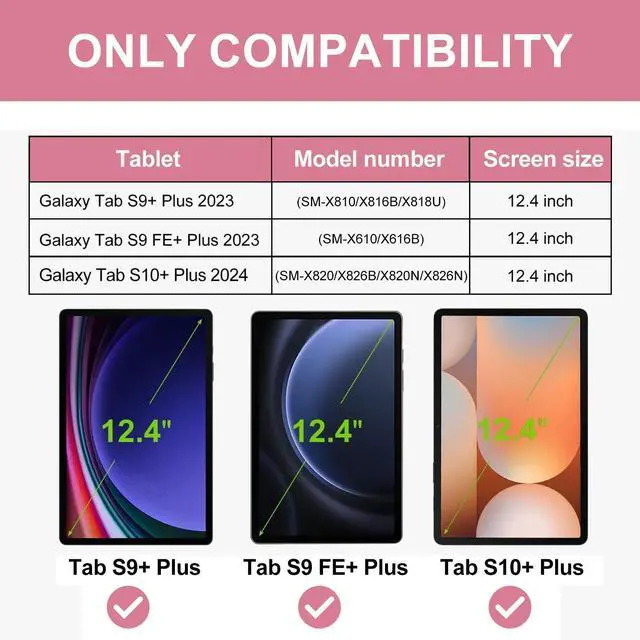 Alt view image 2 of 5 - Keyboard Case for Samsung Galaxy Tab S10+ Plus/S9+ Plus/S9 FE+ Plus/S8+ Plus/S7+ Plus/S7 FE 12.4 inch, Magnetic Detachable Bluetooth Wireless Keyboard, Slim Stand Cover Case with S Pen Holder, Red