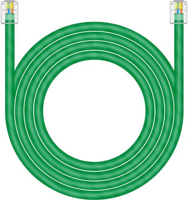 Main image of NECABLES CAT5E RJ11 Data Cable DSL Cable 50ft Heavy Duty High-Speed for DSL Modem UTP Compatible with ATT RJ11 6P4C Male to Male Green - 50 Feet
