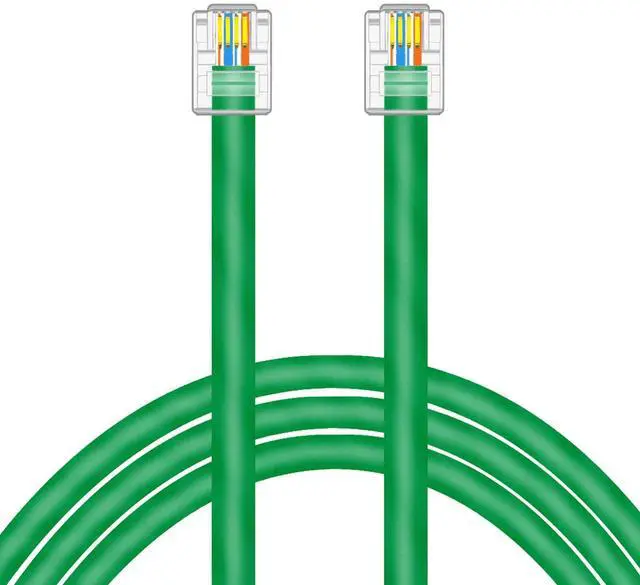 Alt view image 2 of 5 - NECABLES CAT5E RJ11 Data Cable DSL Cable 50ft Heavy Duty High-Speed for DSL Modem UTP Compatible with ATT RJ11 6P4C Male to Male Green - 50 Feet