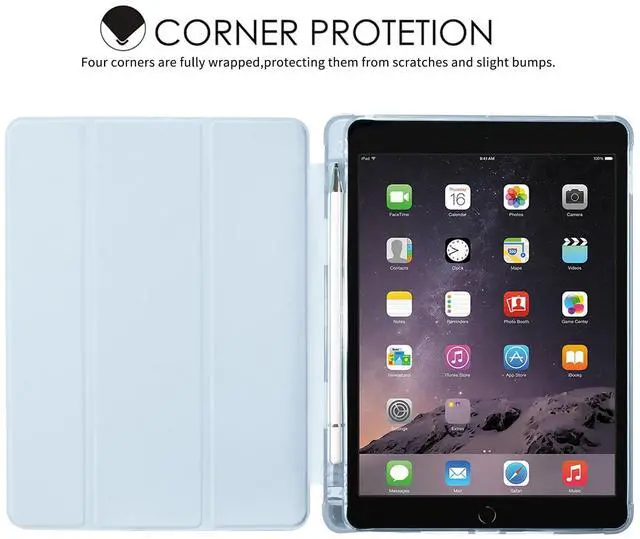 Alt view image 2 of 5 - JOYLAND Blue Bow Pad Cover Blue Case for iPad 7th/8th/9th Generation,with Pencil Holder-Auto Wake/Sleep,Anti-Scratch Shockproof Premium Folio Stand Case for iPad 2019/2020/2021-10.2 inch