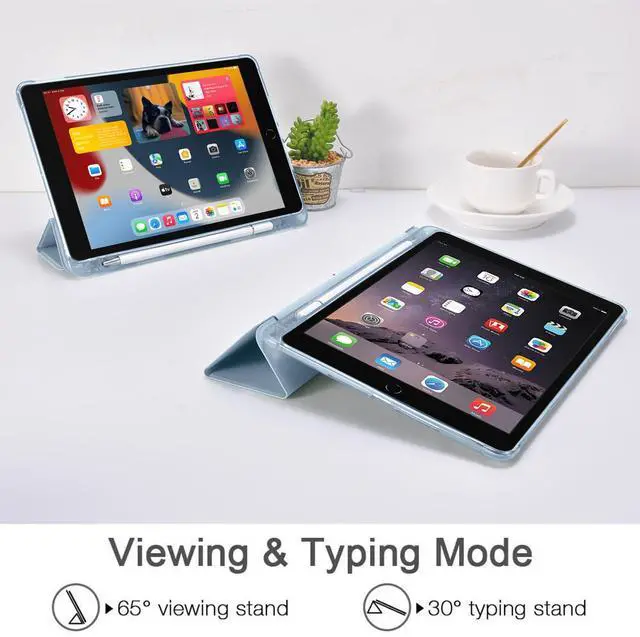 Alt view image 3 of 5 - JOYLAND Blue Bow Pad Cover Blue Case for iPad 7th/8th/9th Generation,with Pencil Holder-Auto Wake/Sleep,Anti-Scratch Shockproof Premium Folio Stand Case for iPad 2019/2020/2021-10.2 inch