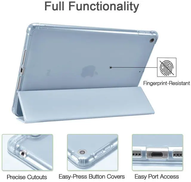 Alt view image 5 of 5 - JOYLAND Blue Bow Pad Cover Blue Case for iPad 7th/8th/9th Generation,with Pencil Holder-Auto Wake/Sleep,Anti-Scratch Shockproof Premium Folio Stand Case for iPad 2019/2020/2021-10.2 inch