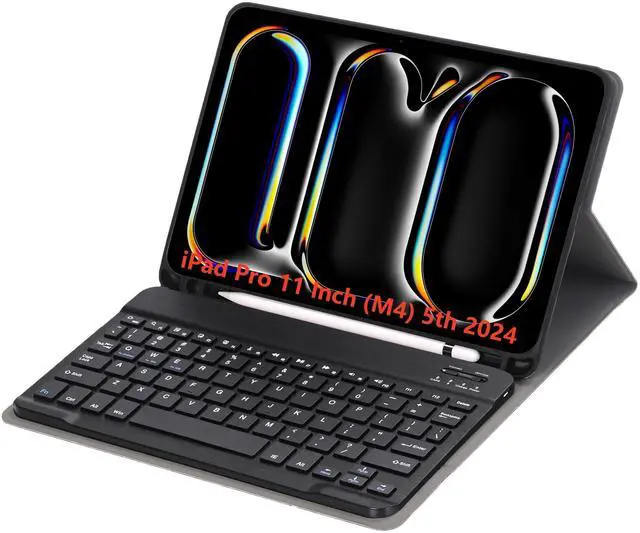 Main image of KcoxdCn Slim Candy Colors Keyboard Case Compatible with iPad Pro 11 Inch (M4) (5th Gen) 2024 Released with S Pen Holder, Mutil Angles Stand Cover Detachable Wireless Keyboard (Black)