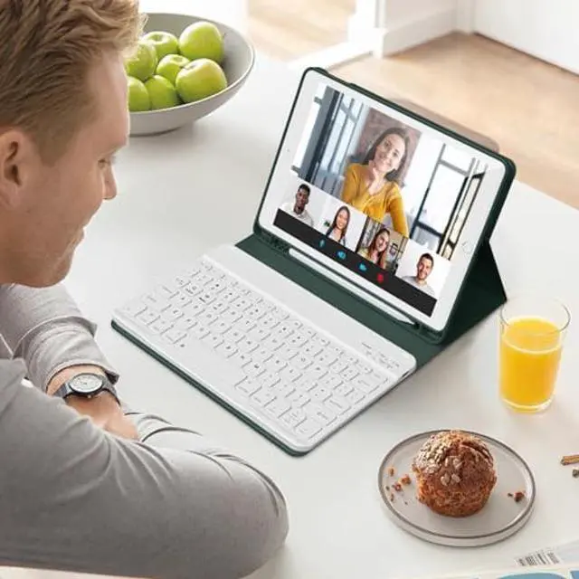 Alt view image 5 of 5 - KVTVOU Keyboard Case for iPad 9th/8th/7th Generation (10.2 Inch, 2021/2020/2019), Smart Magnetic Detachable Wireless Bluetooth Keyboard, Folio Stand Cover with Pencil Holder, Dark Green