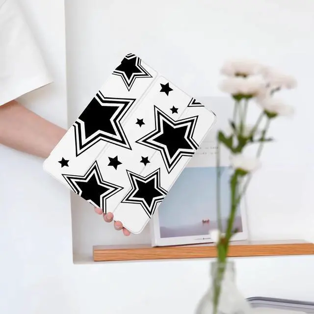 Alt view image 2 of 5 - Cute Kawaii Y2K Star for iPad Air5/Air4 Case with Pencil Holder, Auto Sleep/Wake, Leather Soft TPU Back Cover for iPad 10.9 Inch 2022/2020