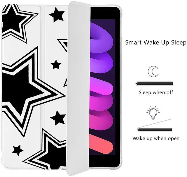 Alt view image 3 of 5 - Cute Kawaii Y2K Star for iPad Air5/Air4 Case with Pencil Holder, Auto Sleep/Wake, Leather Soft TPU Back Cover for iPad 10.9 Inch 2022/2020