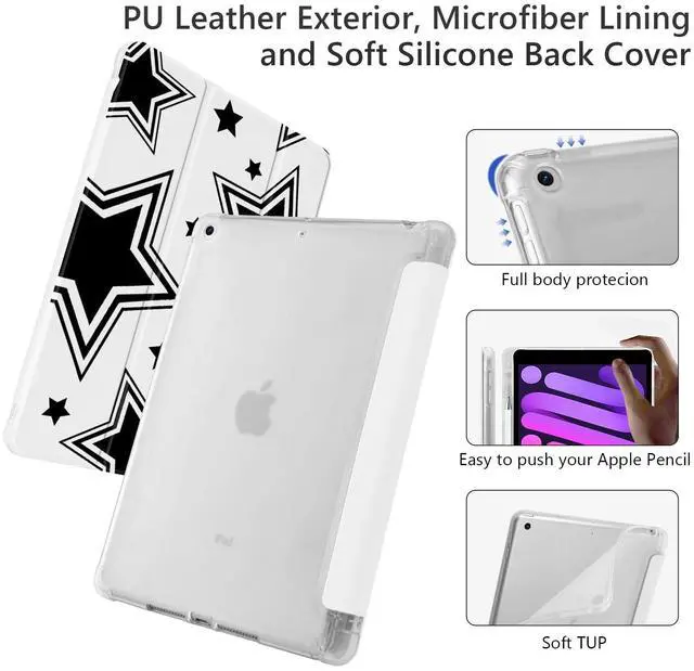 Alt view image 4 of 5 - Cute Kawaii Y2K Star for iPad Air5/Air4 Case with Pencil Holder, Auto Sleep/Wake, Leather Soft TPU Back Cover for iPad 10.9 Inch 2022/2020
