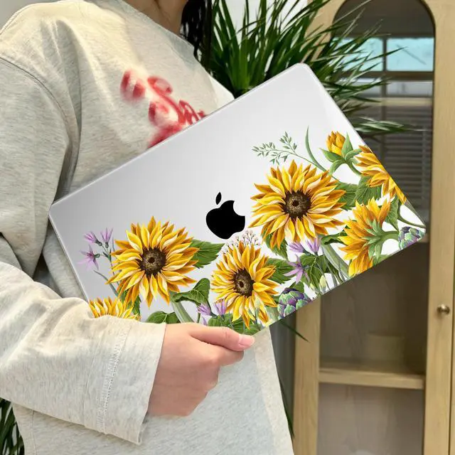 Alt view image 5 of 5 - Lepeoac Case for MacBook Air 15 Inch 2025 2024 2023 Release M4 A3241 M3 A3114 M2 A2941, Hard Shell with Screen Protector & Keyboard Cover, Compatible with Touch ID, Sunflowers