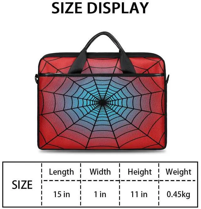 Alt view image 2 of 5 - Laptop Bag for Women Men, 15.6 inch Messenger Shoulder Bags, Water Resistant Computer Bag Sleeve Laptop Carrying Case for Work, Office, School, Casual (Red and Blue Spider Web)