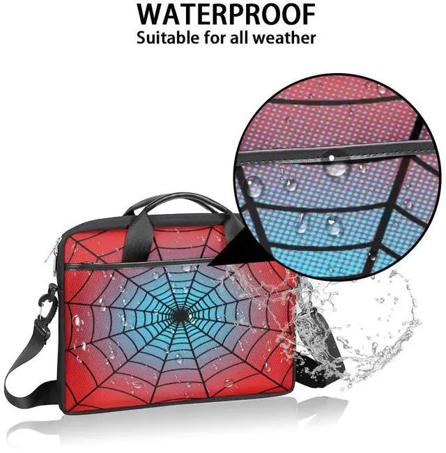 Alt view image 3 of 5 - Laptop Bag for Women Men, 15.6 inch Messenger Shoulder Bags, Water Resistant Computer Bag Sleeve Laptop Carrying Case for Work, Office, School, Casual (Red and Blue Spider Web)