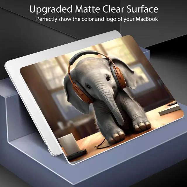 Alt view image 4 of 5 - May Chen for MacBook Air M4 M3 M2 13.6 inch Case 2025 2024 2023 2022 Release, Models: A3240 A3113 A2681, Flexible Plastic Case for M4 13.6" Laptop, Hard Shell with Keyboard Cover, Cute Baby elephent