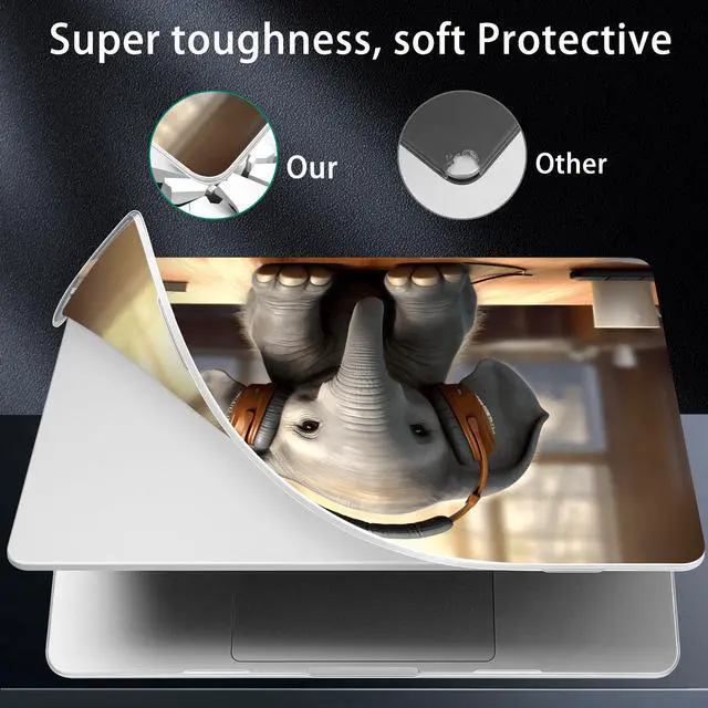 Alt view image 5 of 5 - May Chen for MacBook Air M4 M3 M2 13.6 inch Case 2025 2024 2023 2022 Release, Models: A3240 A3113 A2681, Flexible Plastic Case for M4 13.6" Laptop, Hard Shell with Keyboard Cover, Cute Baby elephent