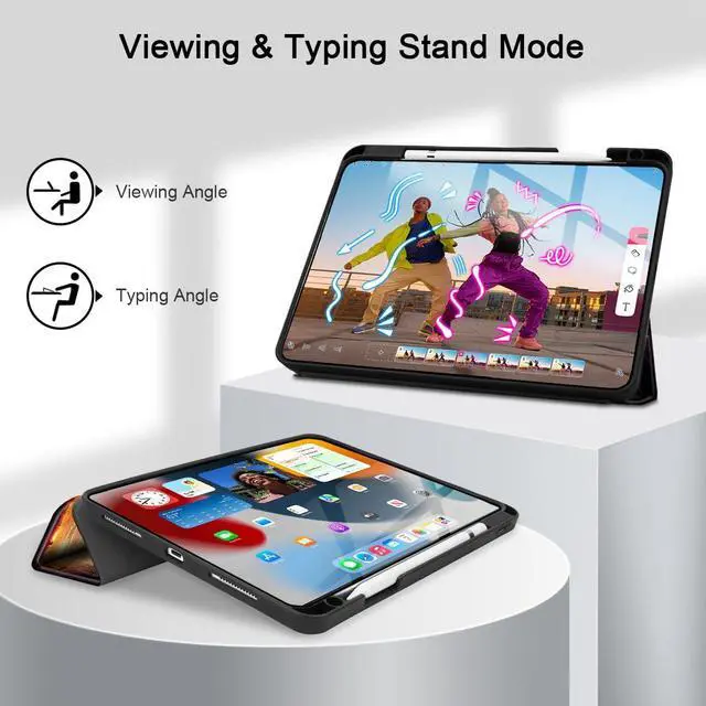 Alt view image 5 of 5 - May Chen Case for iPad Pro 13-inch 2024 5th Generation M4 Chip, [Built Pencil Holder Supports Pencil 2/USB-C] Soft TPU Back Cover with Trifold Stand Support Auto Wake/Sleep, Astral