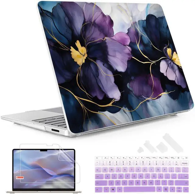 Main image of May Chen Case for Microsoft Surface Laptop 13.8 inch, 2024 Windows 11 AI + PC, 7th Edition Touchscreen Display, Protective Plastic Hard Shell Case with Keyboard Cover - Fluid Art Flower