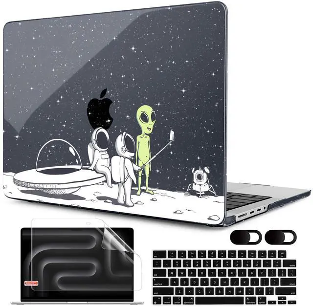 Main image of MEEgoodo Case for M4 MacBook Pro 16 inch Case 2024 2023 2021, Fit Model A3403/A3186/A2991/A2780/A2485 M3 M2 M1 Pro/Max Chip, Laptop Hard Shell Cases with Keyboard & Camera Cover, Astronauts & Alien