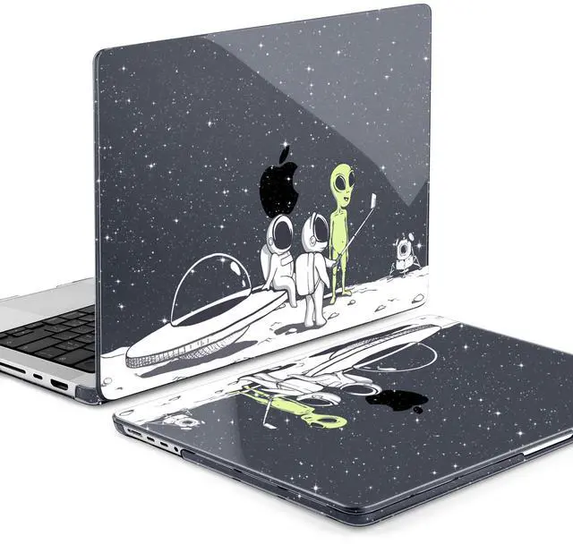 Alt view image 3 of 5 - MEEgoodo Case for M4 MacBook Pro 16 inch Case 2024 2023 2021, Fit Model A3403/A3186/A2991/A2780/A2485 M3 M2 M1 Pro/Max Chip, Laptop Hard Shell Cases with Keyboard & Camera Cover, Astronauts & Alien