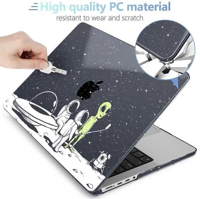 Alt view image 4 of 5 - MEEgoodo Case for M4 MacBook Pro 16 inch Case 2024 2023 2021, Fit Model A3403/A3186/A2991/A2780/A2485 M3 M2 M1 Pro/Max Chip, Laptop Hard Shell Cases with Keyboard & Camera Cover, Astronauts & Alien