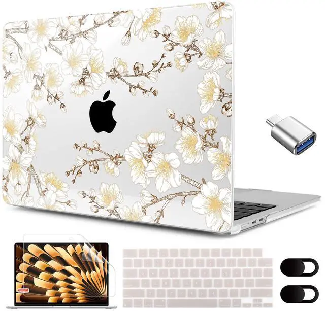 Main image of MEEgoodo for M4/M3/M2 MacBook Air 15.3 inch Case 2025 2024 2023, Case Fit Model (A3241/A3114/A2941) for MacBook Air 15 inch, Laptop Hard Shell with Keyboard Cover, Cherry Branches