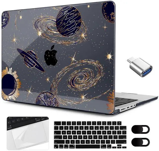 Main image of MEEgoodo Case for M4 MacBook Pro 16 inch Case 2024 2023 2021 (A3403/A3186/A2991/A2780/A2485) M3 M2 M1 Pro/Max Chip, Laptop Hard Shell Cases with Keyboard Cover & Trackpad Film, Planets & Galaxies
