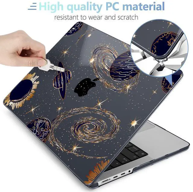 Alt view image 4 of 5 - MEEgoodo Case for M4 MacBook Pro 16 inch Case 2024 2023 2021 (A3403/A3186/A2991/A2780/A2485) M3 M2 M1 Pro/Max Chip, Laptop Hard Shell Cases with Keyboard Cover & Trackpad Film, Planets & Galaxies