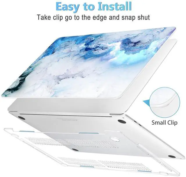 Alt view image 3 of 5 - Mektron Case for MacBook Pro 16 inch A2141 (2020 2019 Release) with Touch bar & Touch ID, Ultra Thin Clear Hard Laptop Cover Keyboard Skin Screen Protector, Cloud & Lightning